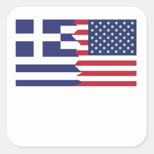 Grekisk amerikanska flaggan fyrkantigt klistermärke