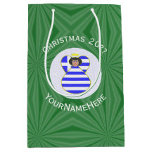 Grekisk ängel svart hår julflagga Personlig