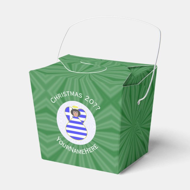 Grekisk ängel svart hår julflagga Personlig Presentaskar (Framsidan Sidan)