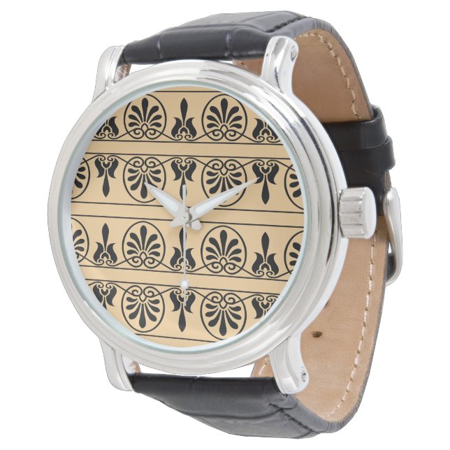 Grekisk arabesk medelhavsmönster Brun Armbandsur (Vinklad)