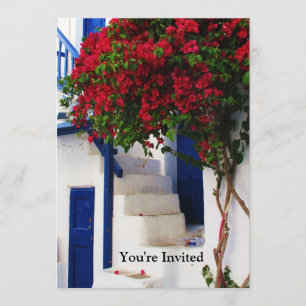 Grekisk blå dörr - Mykonos, Grekland inbjudan