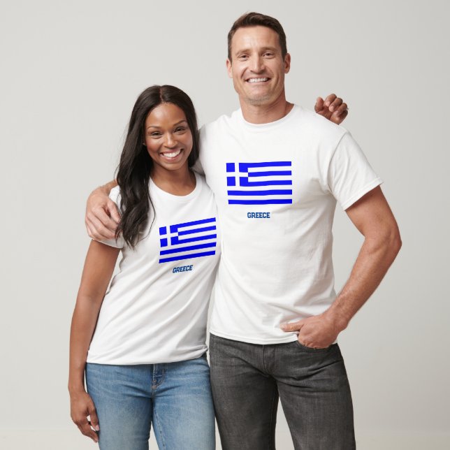 Grekisk blå och vit Flagga- T-Shirt (Unisex)