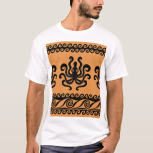 Grekisk bläckfisk, våg mönster t shirt