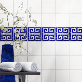 Grekisk broken Tile Mosaic Art Blue Glass and Pear Kakelplatta