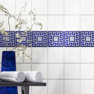 Grekisk broken Tile Mosaic Art Blue Glass and Pear Kakelplatta