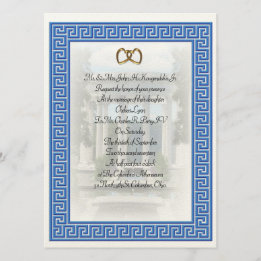 Grekisk bröllopsinbjudan Blue Nyckel elegant Inbjudningar
