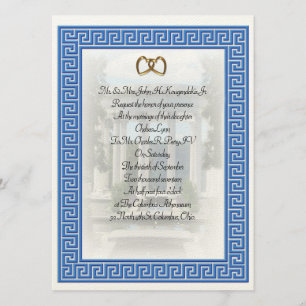 Grekisk bröllopsinbjudan Blue Nyckel elegant Inbjudningar