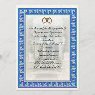 Grekisk bröllopsinbjudan Blue Nyckel elegant Inbjudningar