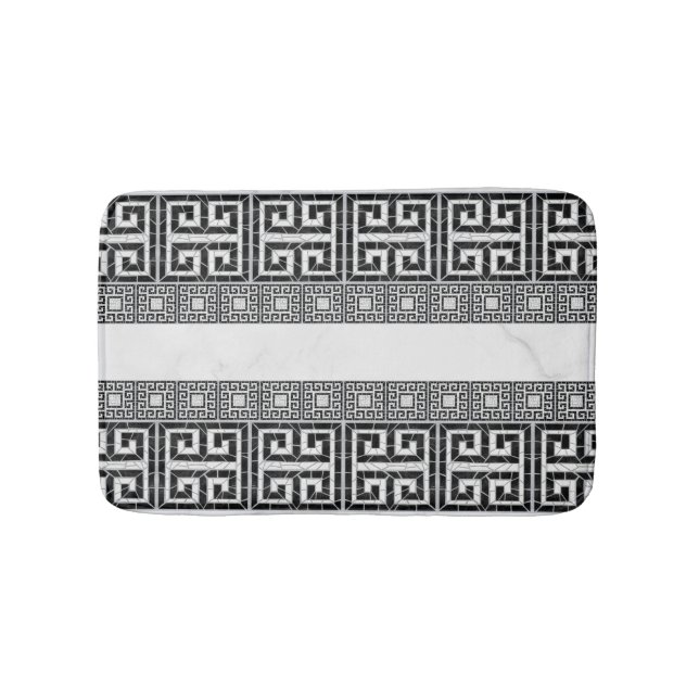 Grekisk bruten Tile Mosaic Black Marble Badrumsmatta (Framsidan)