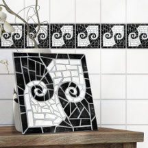 Grekisk bruten Tile Mosaic Black Marble