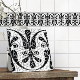 Grekisk bruten Tile Mosaic Black Marble Kakelplatta