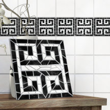 Grekisk bruten Tile Mosaic Black Marble