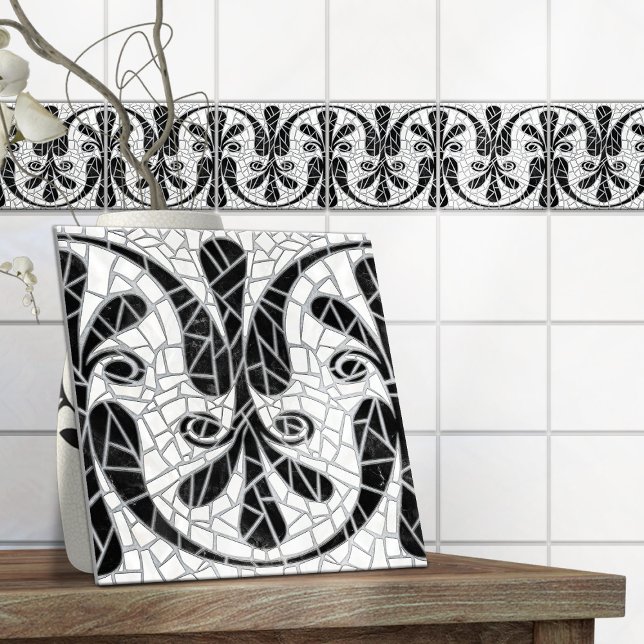 Grekisk bruten Tile Mosaic Black Marble Kakelplatta (Skapare uppladdad)