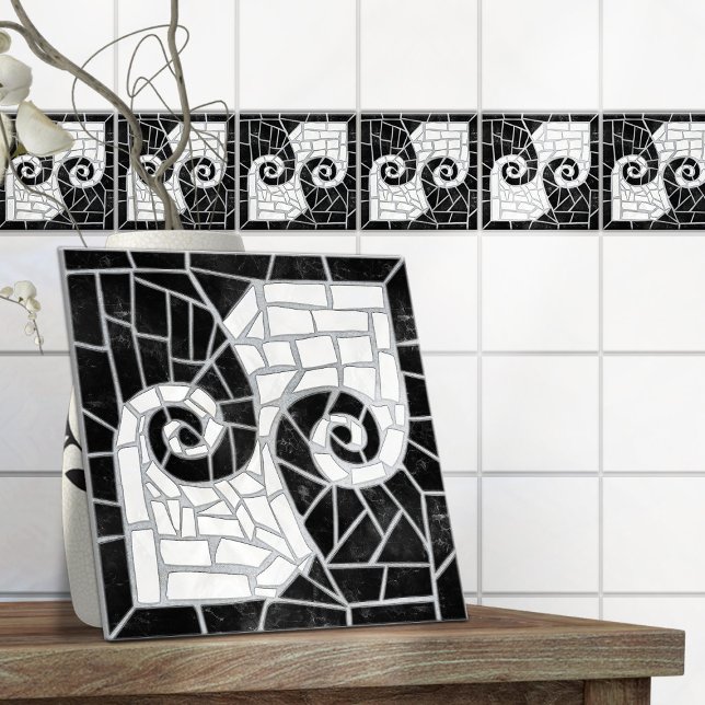 Grekisk bruten Tile Mosaic Black Marble Kakelplatta (Skapare uppladdad)