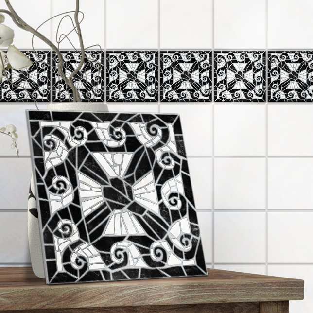 Grekisk bruten Tile Mosaic Black Marble Kakelplatta (Skapare uppladdad)
