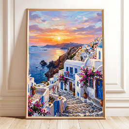 Grekisk by på ön Canvas Väggkonst