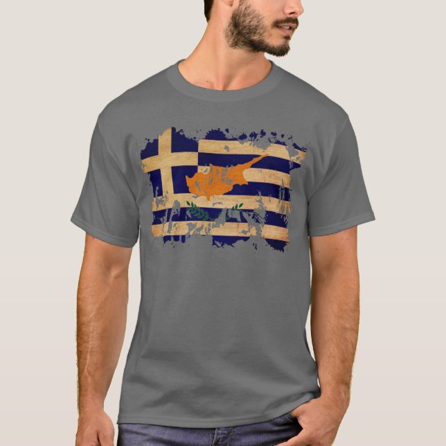 Grekisk Cypern flagga T-shirt (Framsida)