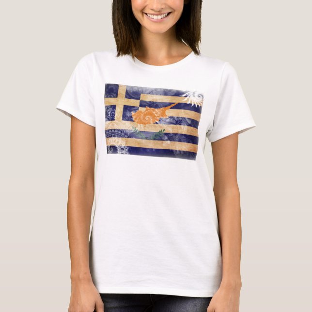Grekisk Cypern flagga T-shirt (Framsida)