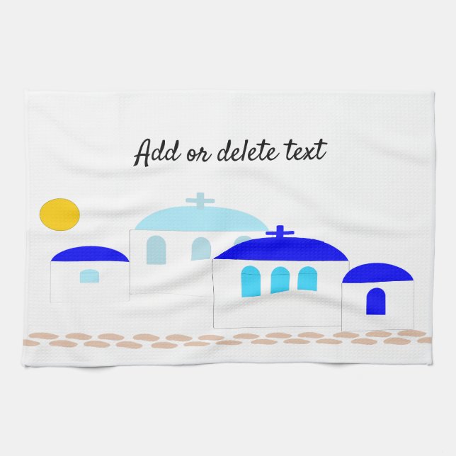 Grekisk design lägg bara till text kökshandduk (Horisontell)