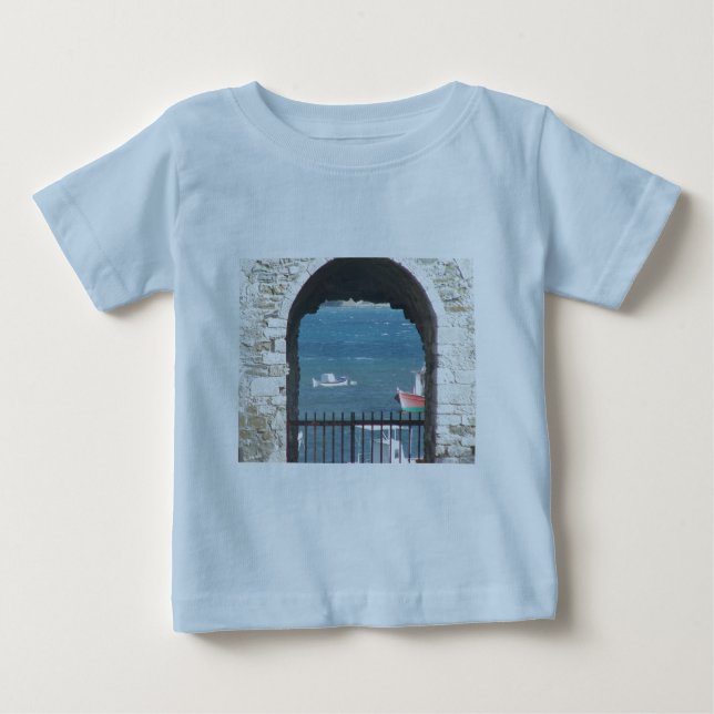 Grekisk dörr till hav t-shirt (Framsida)