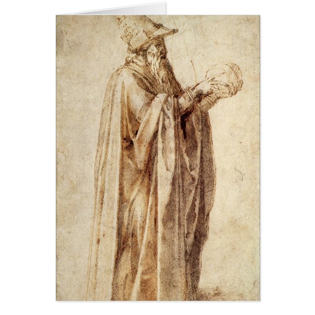 Grekisk filosof med mänskligt skal av Michelangelo Hälsningskort (Framsidan)