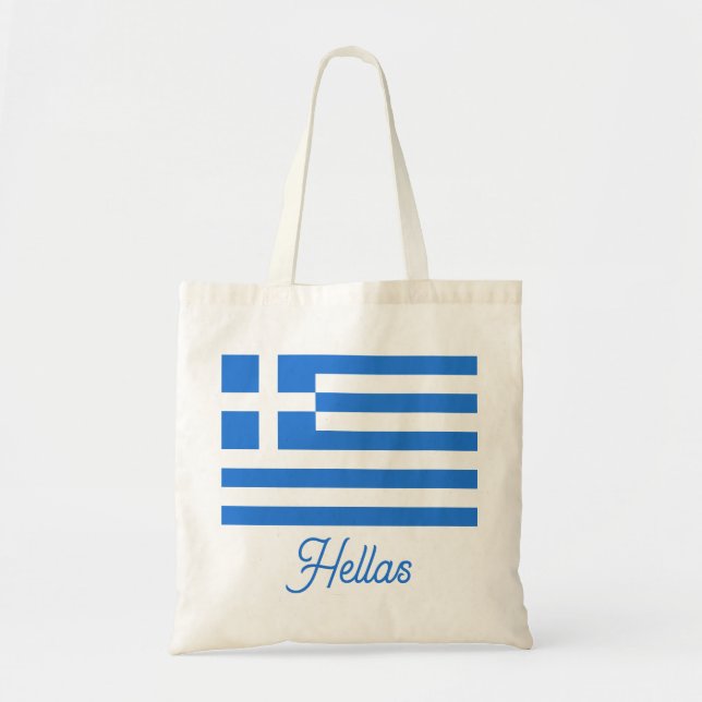 Grekisk flagg med Hellas anpassningsbar text Tygkasse (Framsidan)