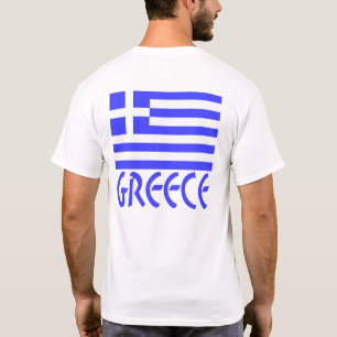 Grekisk flagg med ordet Grekland nedanför i blå te T Shirt