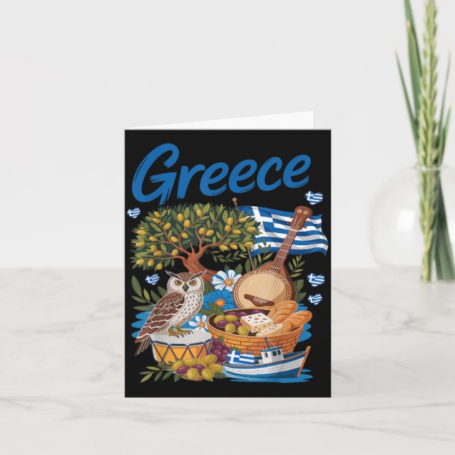 Grekisk flagg outfit idé för barn med Hellenic Kort (Framsida)