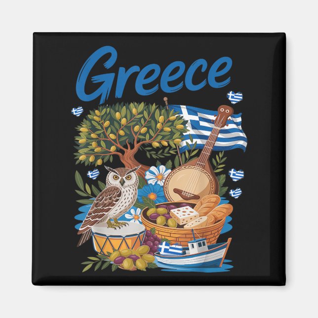 Grekisk flagg outfit idé för barn med Hellenic Magnet (Framsidan)