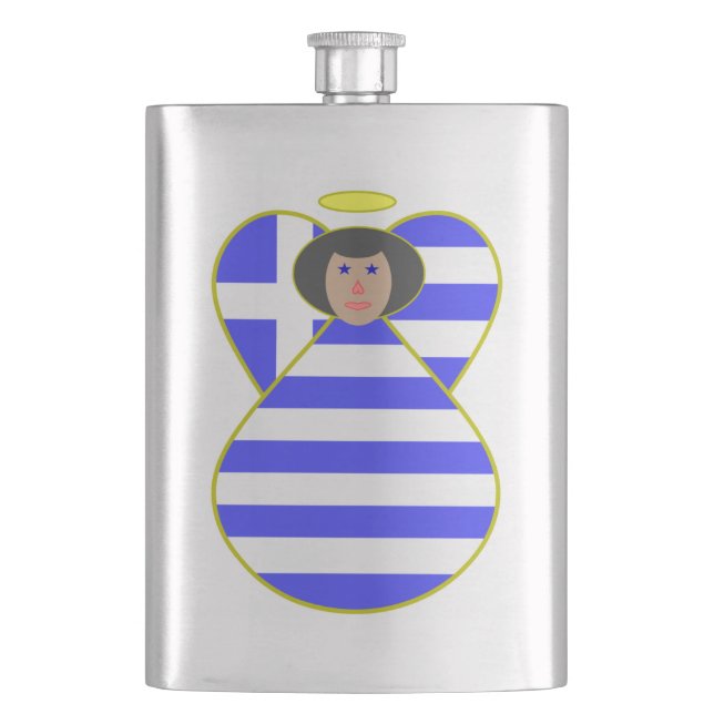 Grekisk Flagga Angel Black Hair Fickplunta (Framsidan)