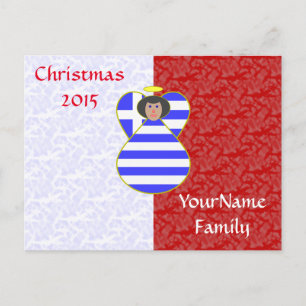 Grekisk Flagga Angel med svart hår Helg Vykort