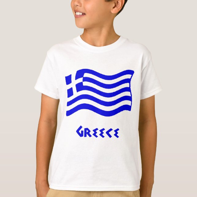 Grekisk flagga (att vinka) tee shirt (Framsida)