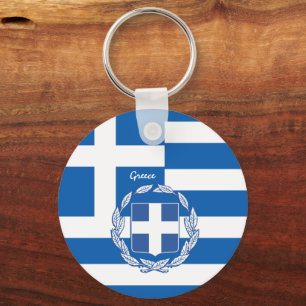 Grekisk flagga, emblem och grekisk helgdag/sport nyckelring
