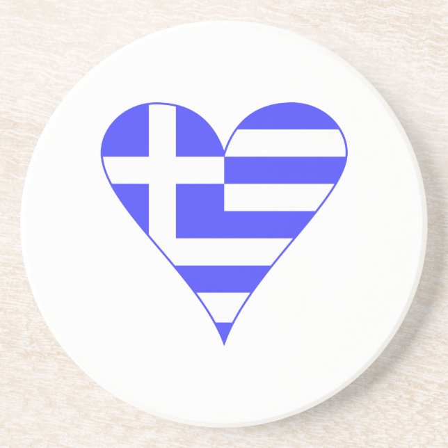 Grekisk Flagga Heart-Funky Underlägg Sandsten (Framsidan)