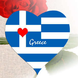 Grekisk flagga & hjärta - Grekland reser/sportfant Hjärtformat Klistermärke