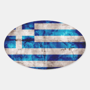 Grekisk flagga ovalt klistermärke