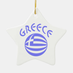Grekisk flaggglob julgransprydnad keramik