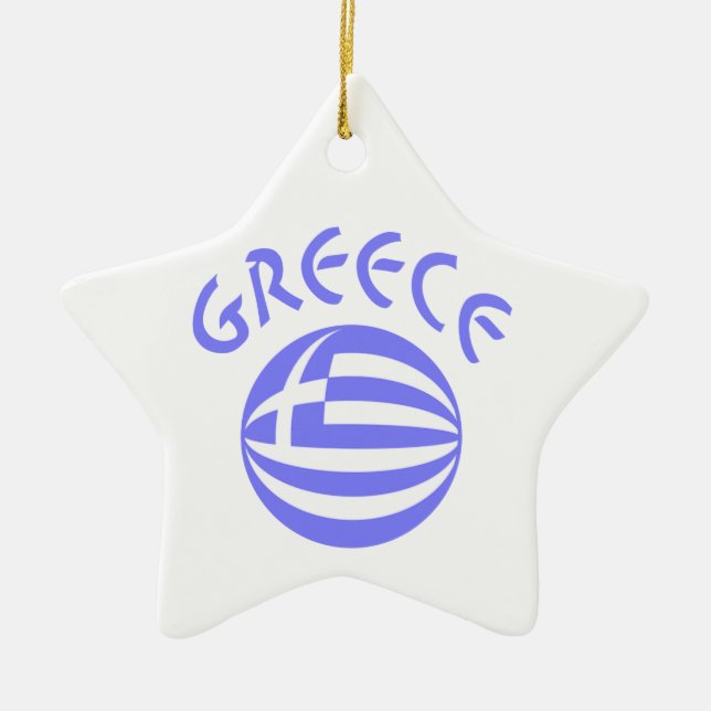 Grekisk flaggglob julgransprydnad keramik (Framsidan)