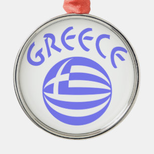 Grekisk flaggglob julgransprydnad metall
