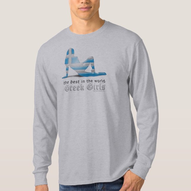 Grekisk flickaSilhouetteflagga T-shirt (Framsida)