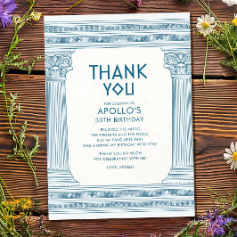 Grekisk födelsedagsfest med blå tempel tack kort