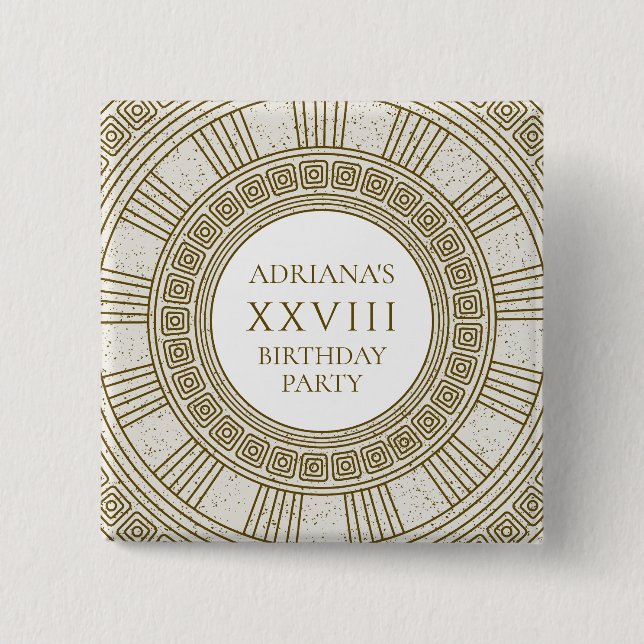 Grekisk Födelsedagsfest med sten inslag Knapp (Framsida)