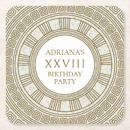 Grekisk Födelsedagsfest med sten inslag Underlägg Papper Kvadrat