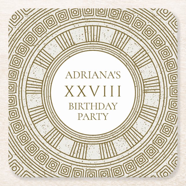 Grekisk Födelsedagsfest med sten inslag Underlägg Papper Kvadrat (Framsidan)