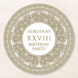 Grekisk Födelsedagsfest med sten inslag Underlägg Papper Rund