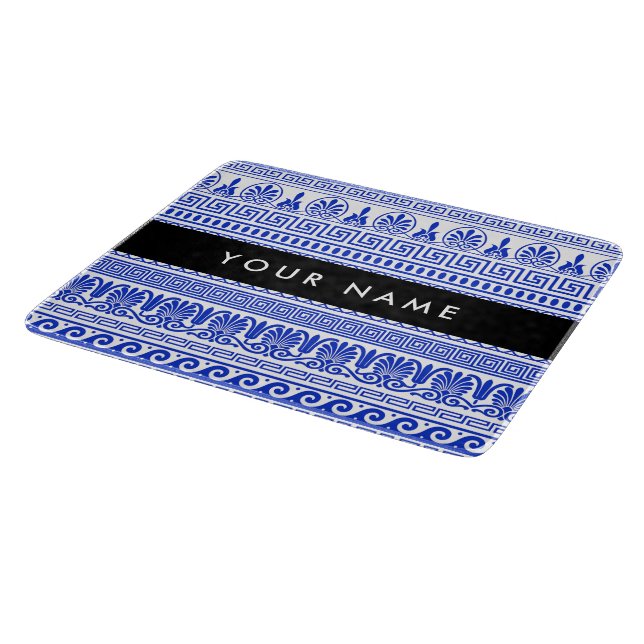 Grekisk Fret, Mixed Meander Nyckel, Blue, Ditt nam (Hörn)