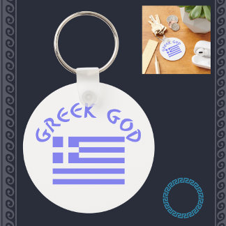 Grekisk Gud & Flagga Nyckelring