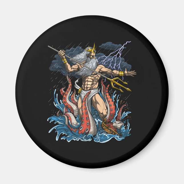Grekisk Gud Poseidon Magnet (Framsidan)