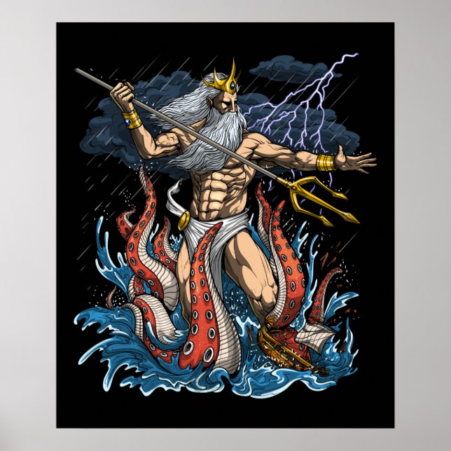 Grekisk Gud Poseidon Poster (Framsidan)