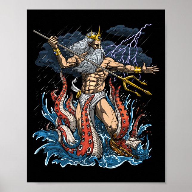 Grekisk Gud Poseidon Poster (Framsidan)